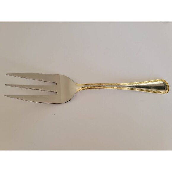 Regal Pearl (Stainless 18/10, Gold Accent) by Wallace Silver - Meat Serving Fork - Picture 1 of 1